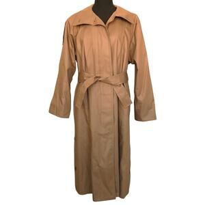 LONDON FOG 90s Vintage Brown Trench Coat Tie Belted Long Full Length 6P Petite